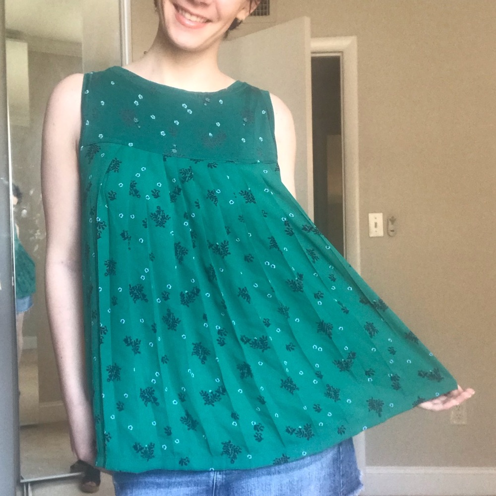 Pleated Floral Top